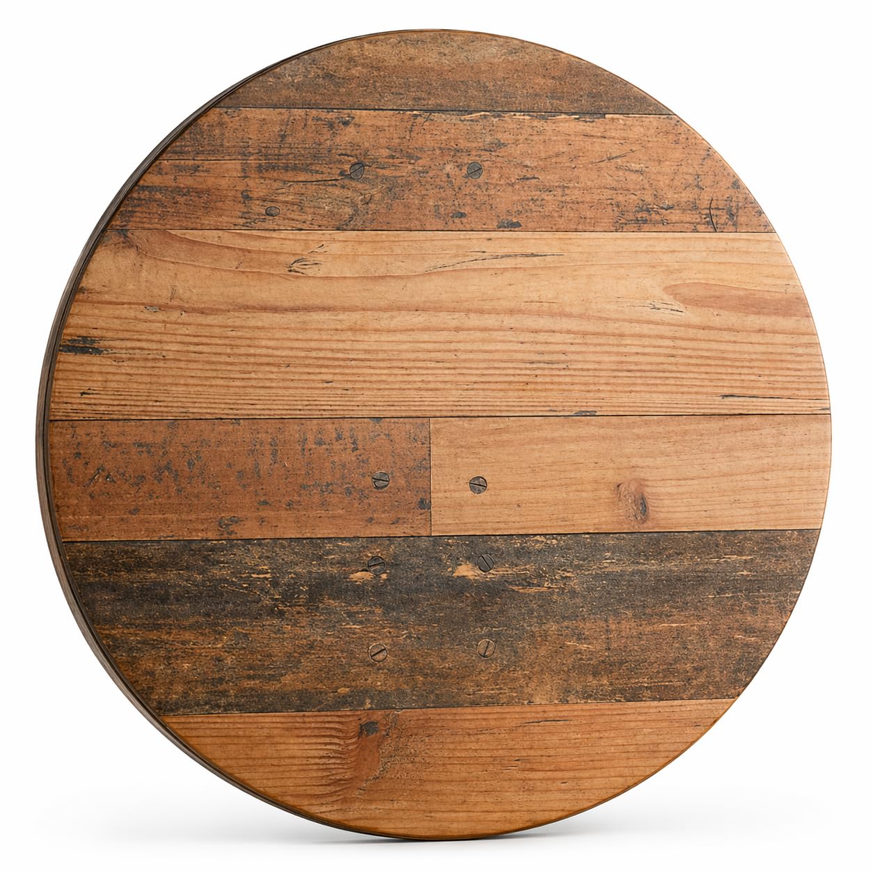 Glownary Excalibur Round Table Top, Brown Laminate, 36 Inch Diameter, Textured Farmhouse Finish, UV Weather Resistant, Indoor Outdoor Use
