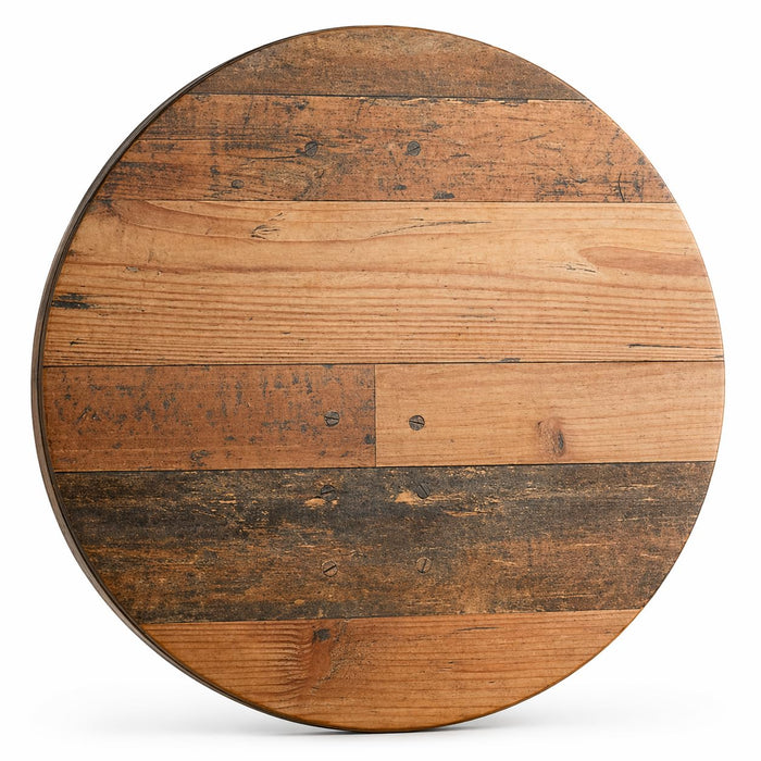 Glownary Excalibur Round Table Top, Brown Laminate, 36 Inch Diameter, Textured Farmhouse Finish, UV Weather Resistant, Indoor Outdoor Use