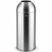 Glownary Stainless Steel Round Trash Can with Open Dome Lid, 15 Gallon Capacity, Silver, Indoor Decorative Waste Receptacle, 36 Inch Height