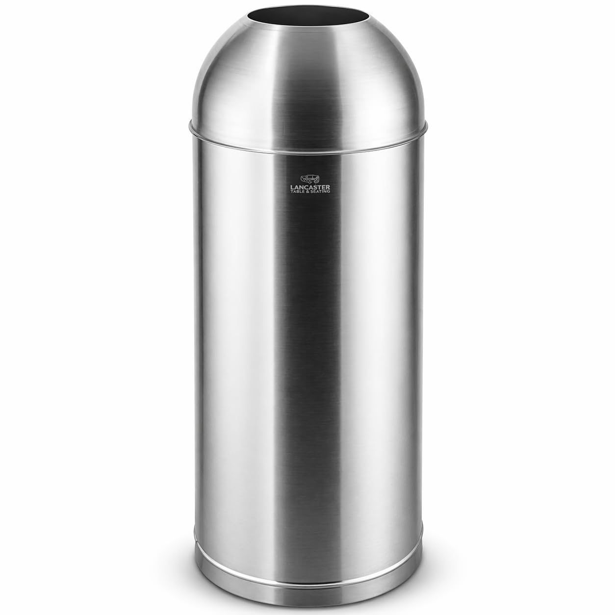 Glownary Stainless Steel Round Trash Can with Open Dome Lid, 15 Gallon Capacity, Silver, Indoor Decorative Waste Receptacle, 36 Inch Height
