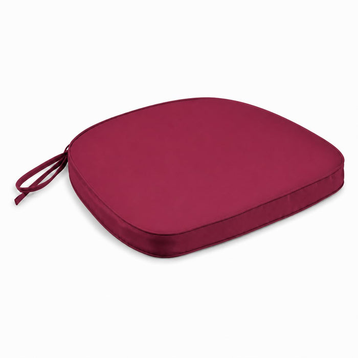 Glownary Wine Red Chiavari Chair Cushion, Polyester, 15.5x9.5 Inch, 2 Inch Thick, Machine Washable, with Ties, Outdoor Use