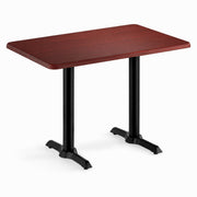 Glownary Rectangular Restaurant Table, Red Mahogany, MDF with PVC Top, 30x48 Inch, Standard Height, Indoor Commercial Dining Table with Cast Iron Base, 4 Seater