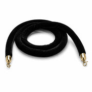 Glownary Black Velour Stanchion Rope with Gold Finished Ends, 8 Feet Length, Crowd Control Guidance System for Venues