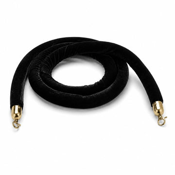 Glownary Black Velour Stanchion Rope with Gold Finished Ends, 8 Feet Length, Crowd Control Guidance System for Venues