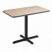 Glownary Reversible Restaurant Table, White Birch/Ash Laminate Top, Black Cast Iron Base, 24x42 Inch, Standard Height, Indoor