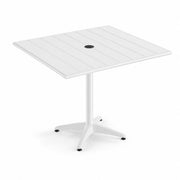 Glownary White Square Powder-Coated Aluminum Outdoor Dining Table with Umbrella Hole, 36 x 36 Inch, 2-4 Seating Capacity