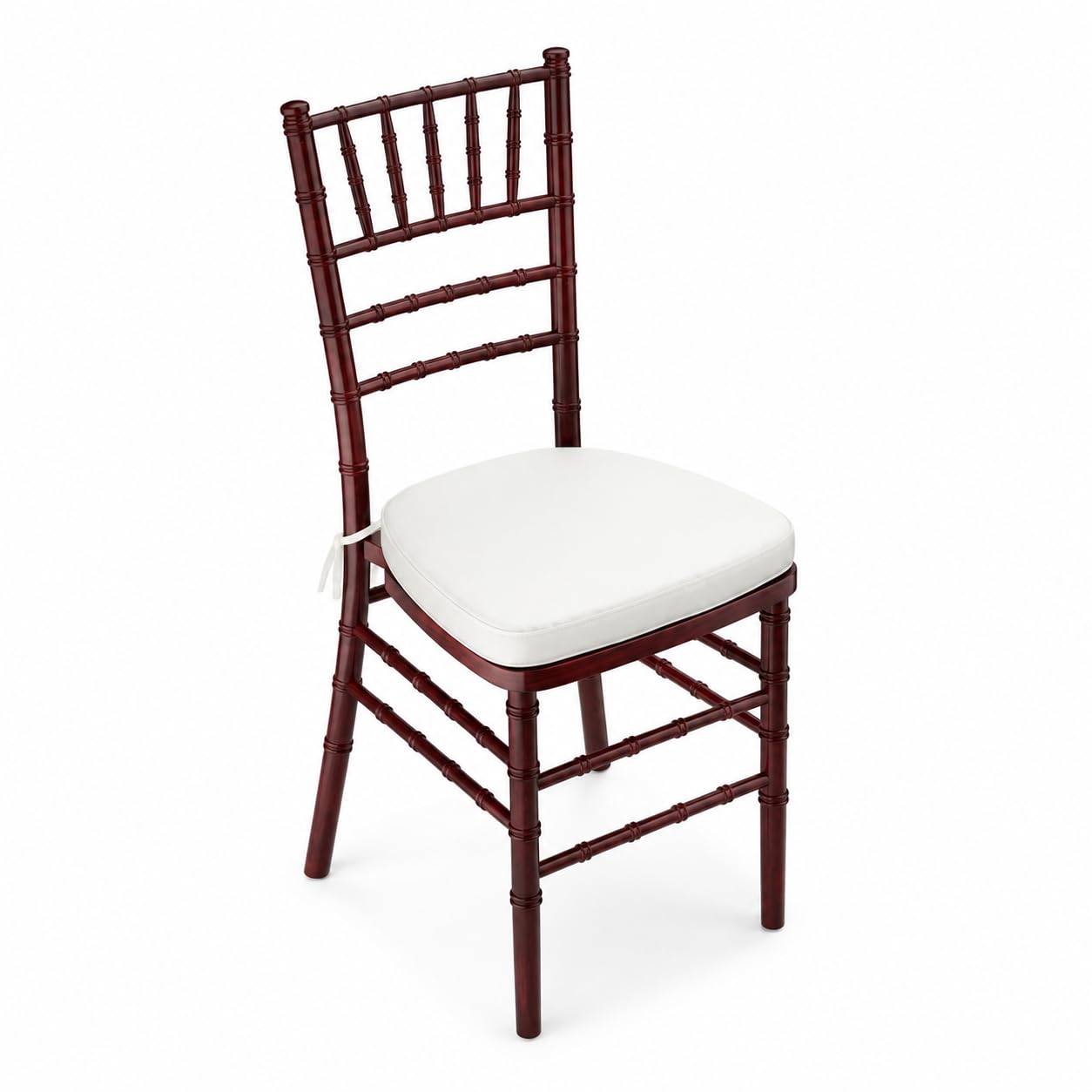 Glownary Mahogany Wood Chiavari Chair, Brown Frame with Ivory Cushion, Indoor Outdoor Use, 15.5x15.75x35 Inches, 400 lb Capacity, Stackable