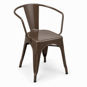 Glownary Alloy Copper Outdoor Arm Chair, Metal Steel Construction, Stackable Industrial Modern Design, 21x17.5x28.5 Inch, 400 lb Capacity, Indoor Outdoor Use