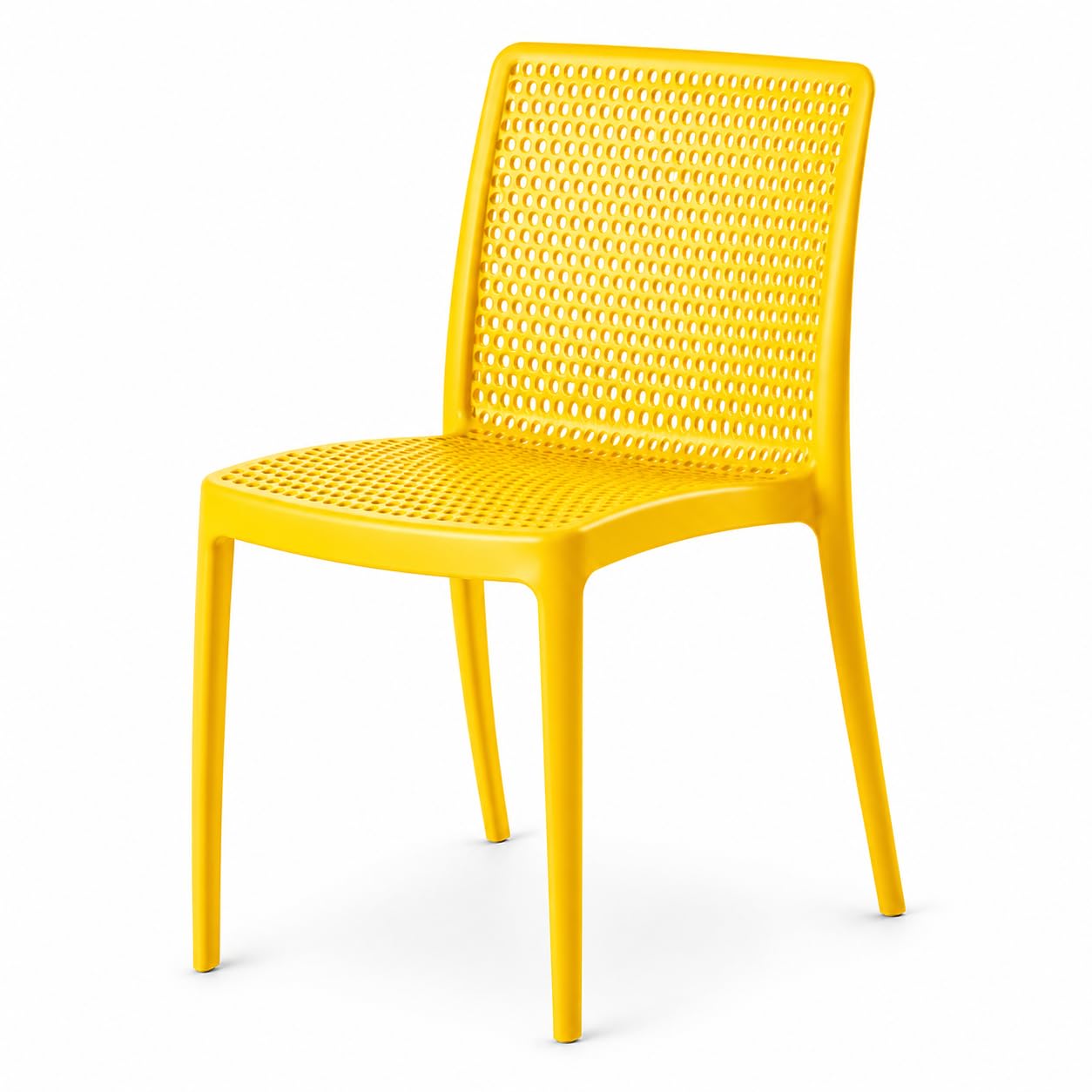 Lancaster Table & Seating Rio Sunshine Yellow Resin Side Chair, Indoor Outdoor, Stackable, 20.1x21.3x32.5 Inches, 350 lb Capacity