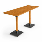 Glownary Industrial Solid Wood Live Edge Bar Height Table, Honey Maple, Beechwood with Metal Base, 30 x 72 Inch, Rectangle, Indoor
