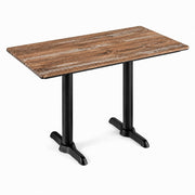 Glownary Excalibur Rectangular Dining Table, Textured Yukon Oak Finish, 28x48 Inch, Steel Base, Indoor Outdoor Use, Standard Height