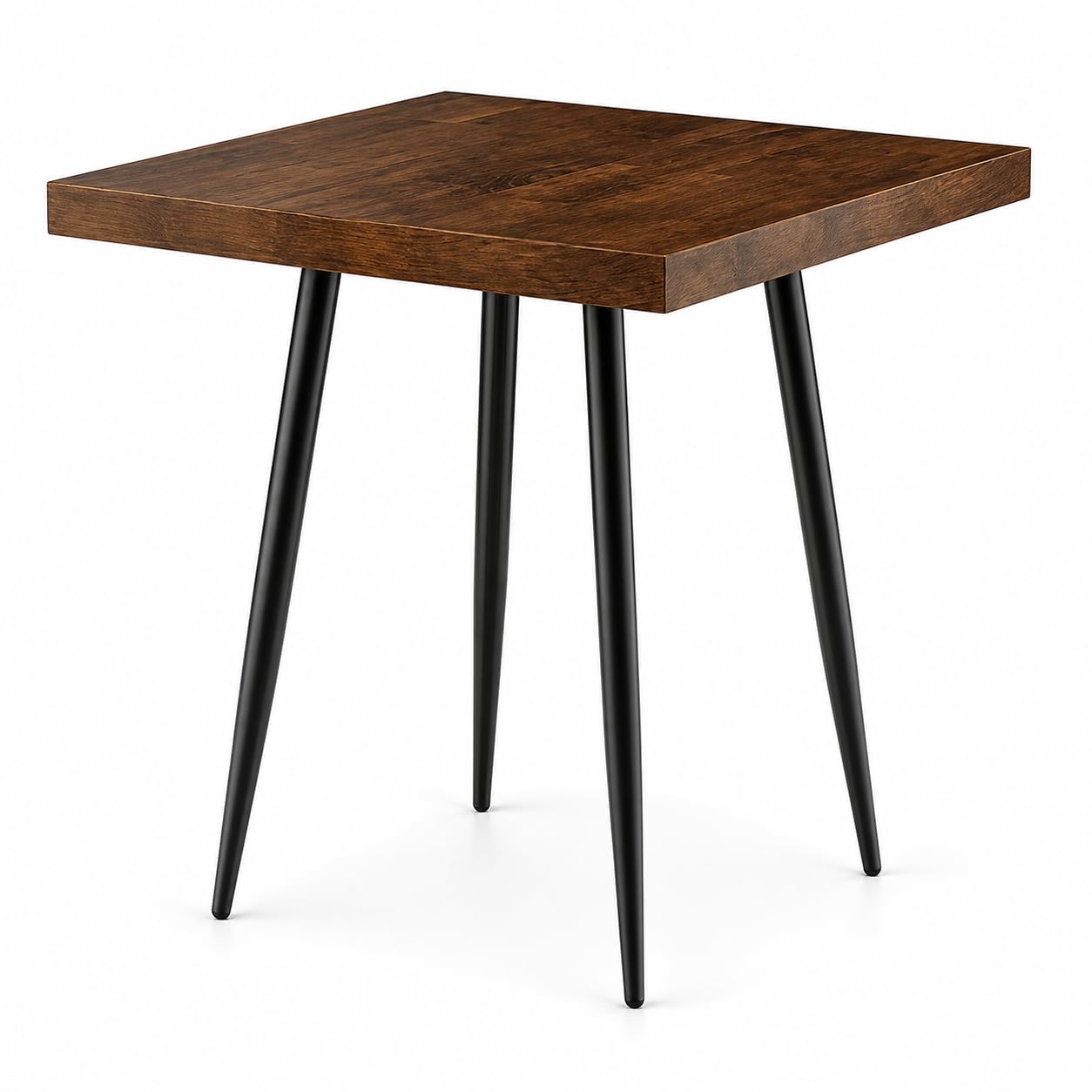 Glownary Mid-Century Butcher Block Table, Espresso Wood Top with Black Steel Base, Square 30x30 Inch, Standard Height, Indoor Restaurant