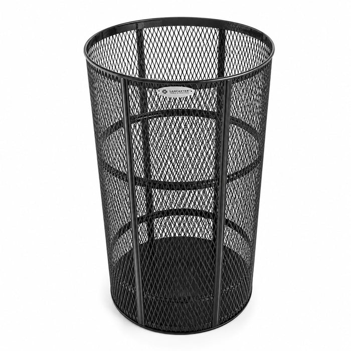 Glownary Heavy-Duty Round Steel Mesh Outdoor Trash Can, Black, 48 Gallon, UV-Resistant, Powder-Coated, 33.1x22.8 Inches