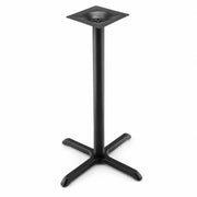 Glownary Excalibur Cross Table Base, Black E-Coated Steel, 30x30 Inch with 3 Inch Bar Height Column, Indoor Outdoor Commercial Use