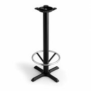 Glownary Cast Iron Bar Height Table Base, Black Cross-Shaped, 22x22 Inch, 41 Inch Tall, 3 Inch Column with Chrome Footring