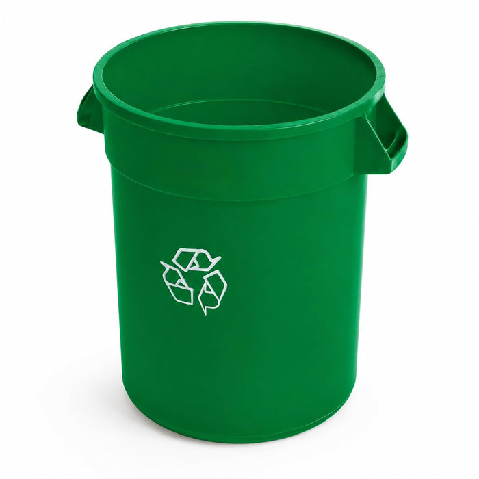 Glownary Commercial Round Recycling Can, 20 Gallon Capacity, 22.5H x 19.5W inches, Green