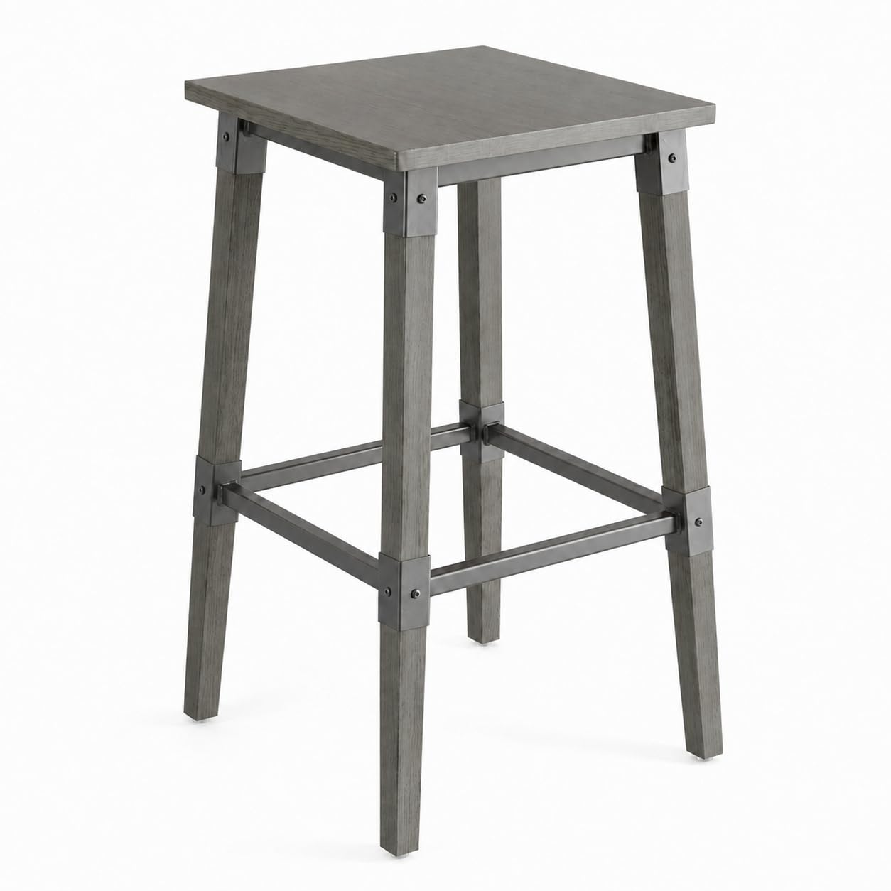 Glownary Lancaster Table & Seating Industrial Backless Bar Stool, Slate Gray, Wood and Steel Frame, 28.5 Inch Height, 350 lb Capacity