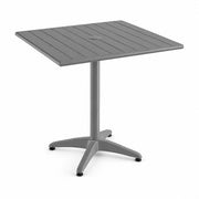 Glownary Square Outdoor Dining Table, Gray Powder-Coated Aluminum, 32x32 Inch, 30 Inch Height, with Umbrella Hole, 2-4 Seating Capacity