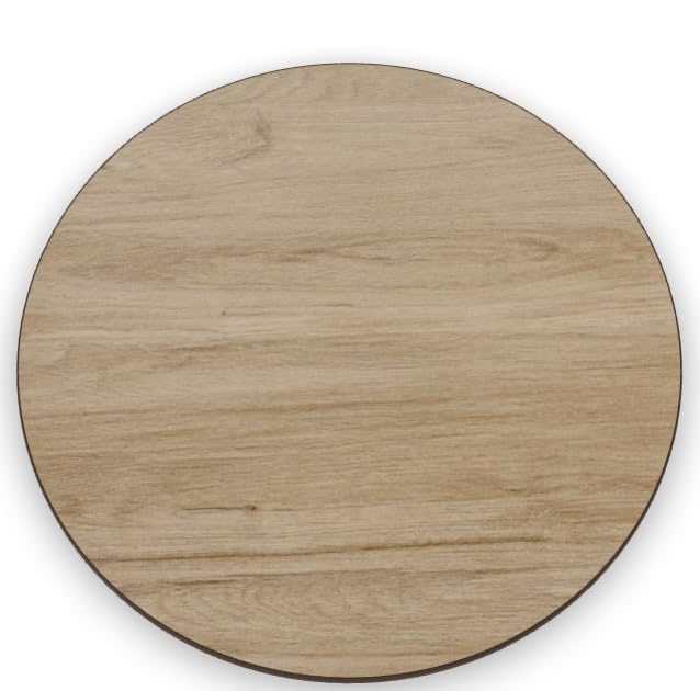 Glownary Round Reversible Table Top, White Birch, Ash Laminate, 30 Inch Diameter, Brown Vinyl Molding, Indoor Commercial Use, 1 Inch Thick