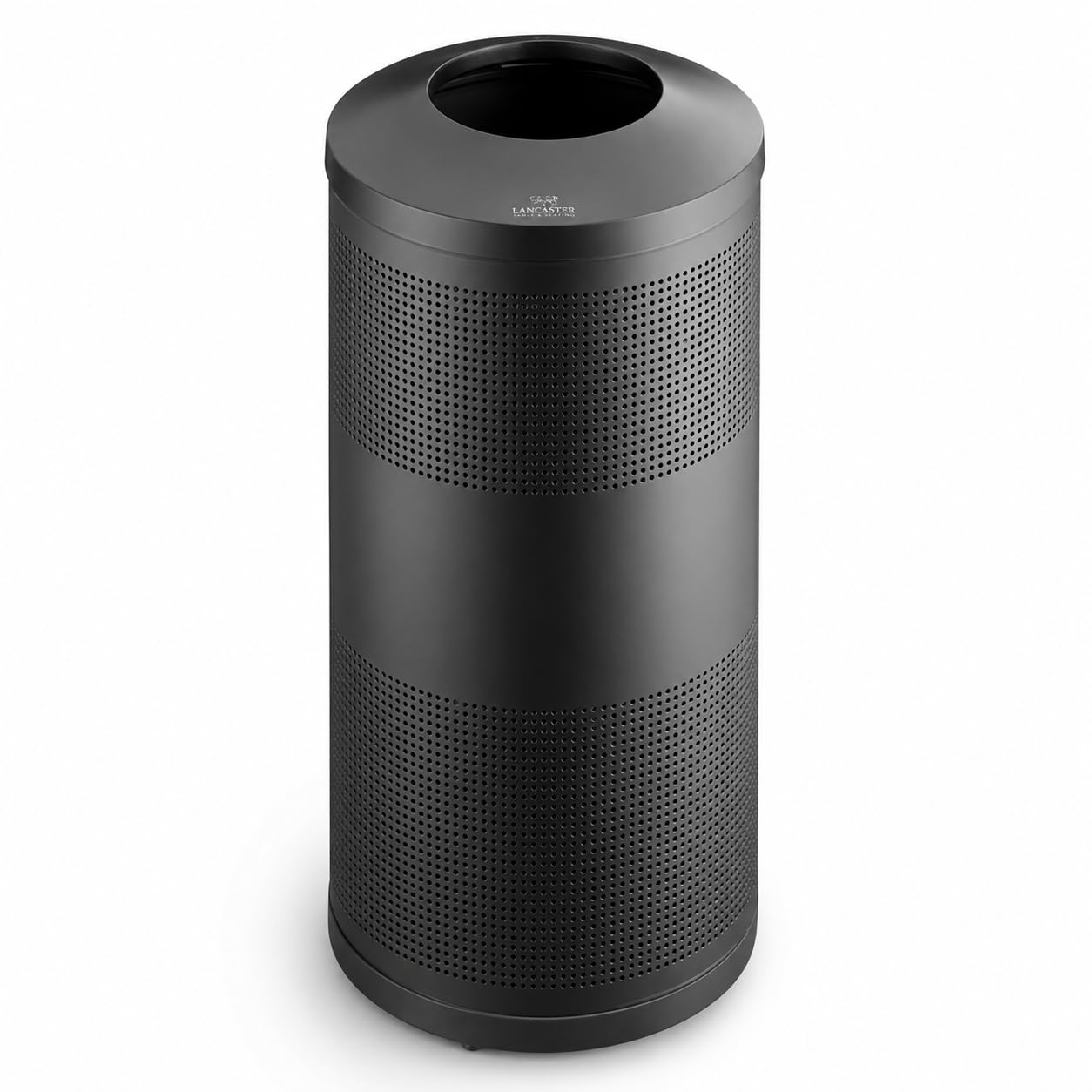 Glownary Round Metal Trash Can, Black Perforated Powder-Coated, 23 Gallon Capacity, Indoor Decorative Waste Receptacle with Lid, 35.5x18 Inches