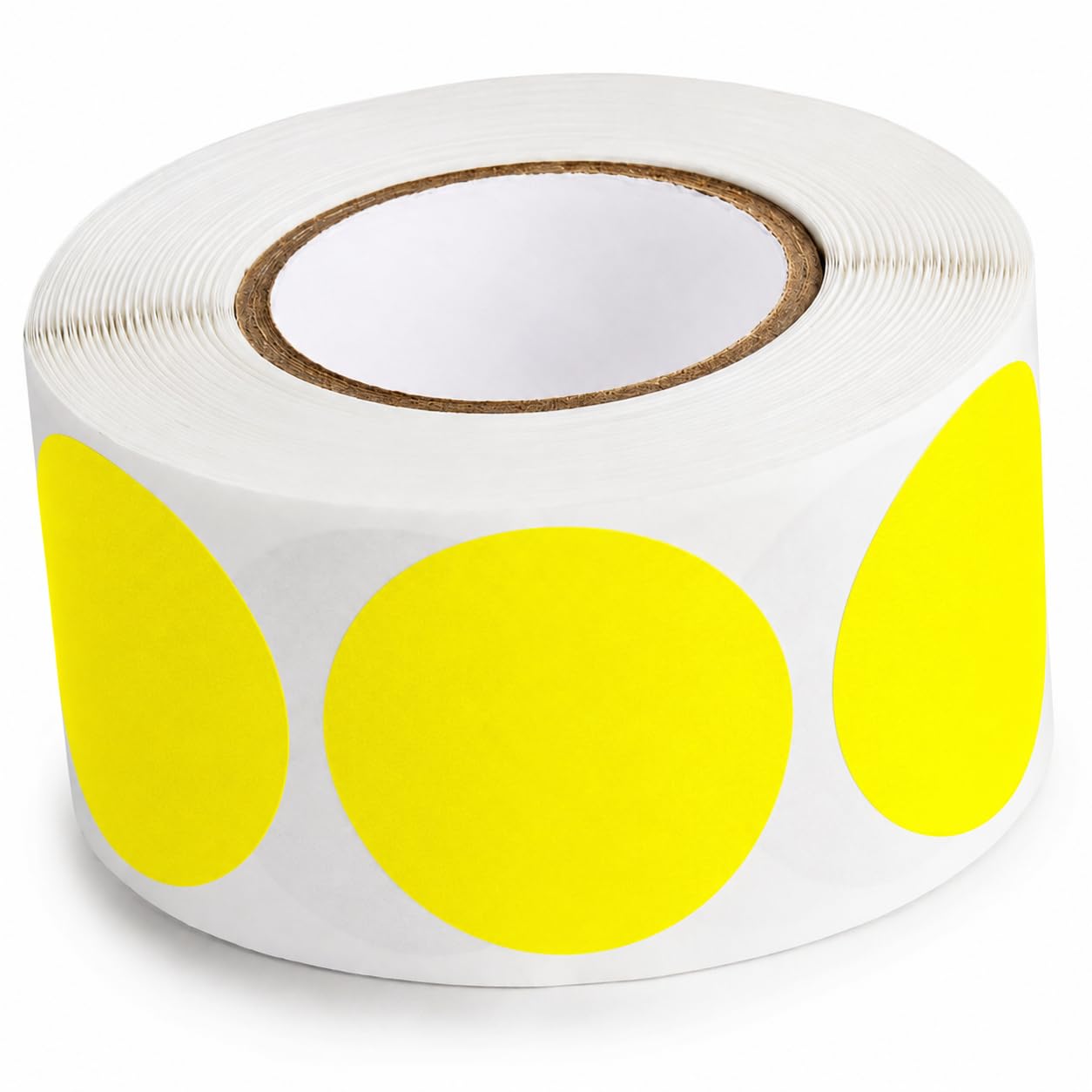 Round Inventory Labels, 1.5 Inch Diameter, Semi-Gloss Paper, Yellow, 500 Per Roll