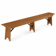 Glownary Vineyard Folding Bench, Barrel Brown Pinewood, 96 x 12 x 18 Inches, 750 lb Capacity, Indoor, 3-Person Seating