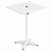 Glownary Square Bar Height Outdoor Table, White Powder-Coated Aluminum, 32x32 Inch, with Umbrella Hole, for Restaurant Patio