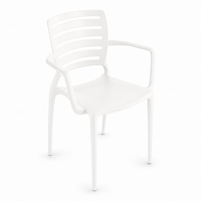 Glownary Sol Cloud Resin Arm Chair, White, Indoor Outdoor, Stackable, UV-Resistant, Modern Coastal Style, 23.25x19.87x33.25 Inches, 350 lb Capacity