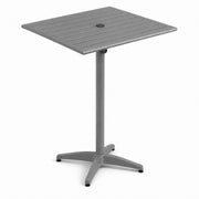 Glownary Square Bar Height Outdoor Table, Gray Powder-Coated Aluminum, 32x32x42 Inches, Built-in Umbrella Hole, 2-4 Seating