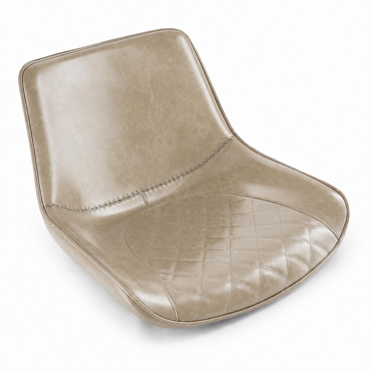 Glownary [ 2 Chairs Mid-Century Barstool Cushion, Smokey Beige Vinyl, Tufted, Ergonomic, with Back, 20.125x16.813x13 Inch