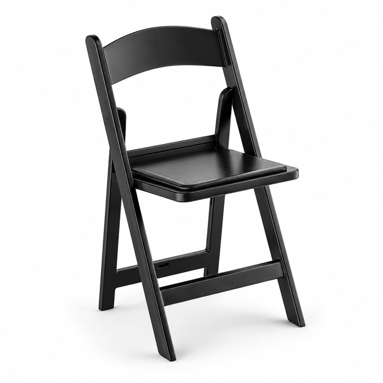 Glownary [ 4 Chairs Resin Folding Chair, Black with Vinyl Padded Seat, Indoor Outdoor Use, 31x18x17 Inches, 250 lb Capacity, Cafe Style
