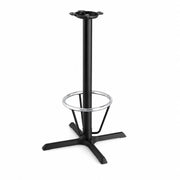 Glownary Cast Iron Bar Height Table Base, Black Cross-Style with Chrome Footring, 30 x 30 x 41 Inch, 3 Inch Column, Indoor Commercial