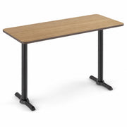 Glownary Reversible Bar Height Table, White Birch/Ash Laminate Top, Black Cast Iron Base, 30x60 Inch Rectangle, Indoor Commercial