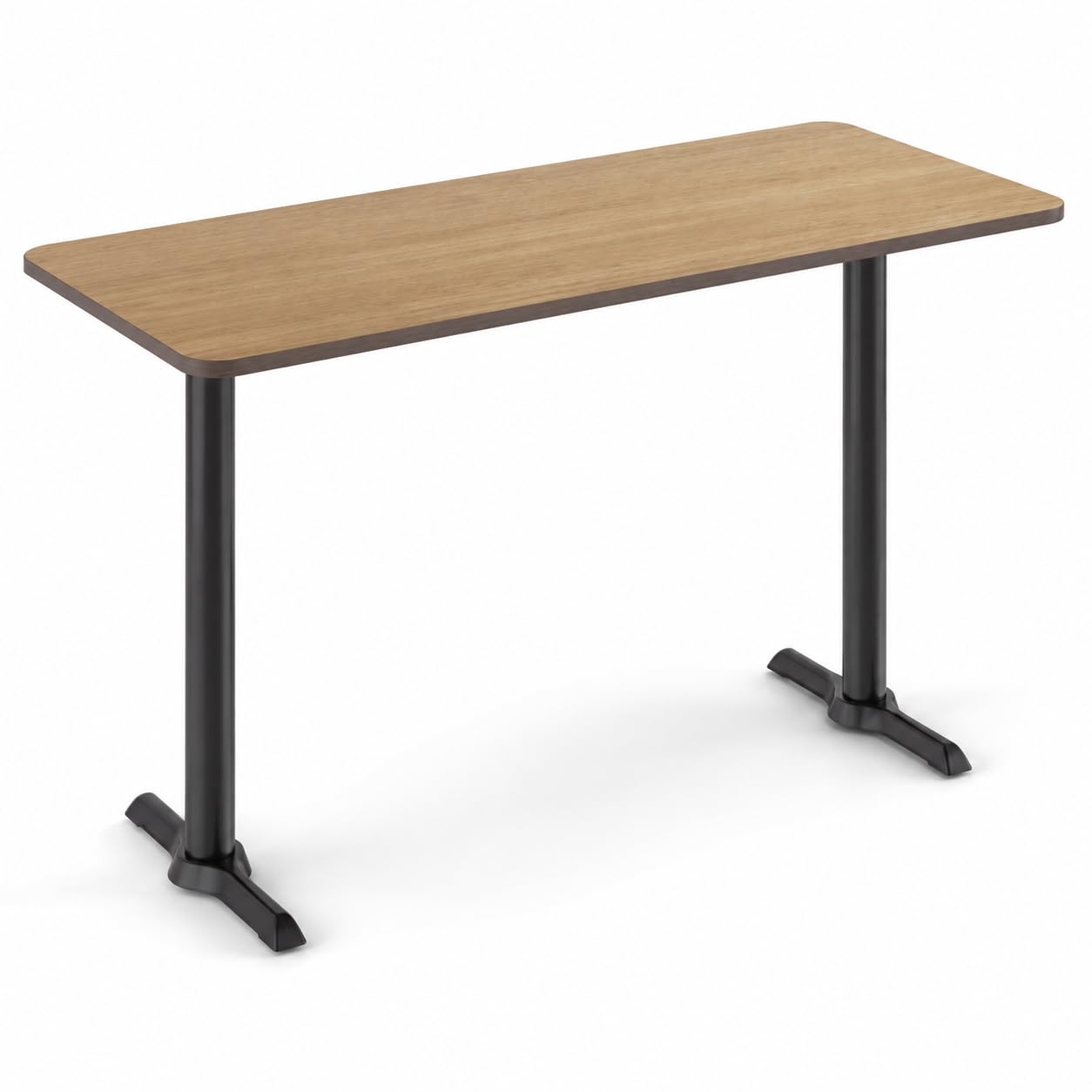 Glownary Reversible Bar Height Table, White Birch/Ash Laminate Top, Black Cast Iron Base, 30x60 Inch Rectangle, Indoor Commercial