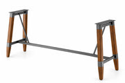 Glownary Industrial Rustic Walnut Bar Height Trestle Table Base, Brown Steel Wood Construction, 80.75x28.25x40.75 Inches, 300 lb Capacity