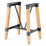Glownary Industrial Bar Height Trestle Table Base, Bleached Oak, Steel Wood Construction, 36.75x28.25x40.75 Inches, 300 lb Capacity