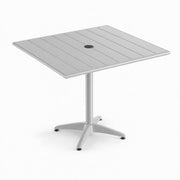 Glownary Square Outdoor Dining Table, Silver Powder-Coated Aluminum, 36x36 Inch, with Umbrella Hole, Seats 2-4