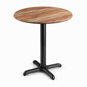 Glownary Excalibur Round Table, Textured Yukon Oak, 32 Inch Diameter, Black Cross Base, Standard Height, Indoor Outdoor Use