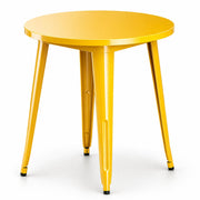 Glownary Round Outdoor Table, Citrine Yellow, Steel, 30 Inch Diameter, Powder-Coated, Standard Height, Corrosion-Resistant, Indoor and Outdoor Use