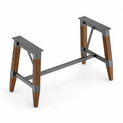 Glownary Industrial Trestle Table Base, Rustic Walnut Finish, Steel Wood Construction, 53.9x25.4 Inches, Standard Height 28 Inches, Indoor Use