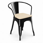 Glownary Alloy Outdoor Arm Chair, Onyx Black Steel Frame with Tan Magnetic Cushion, Modern Industrial Style, 400 lb Capacity, 17.5x17x28.5 Inches