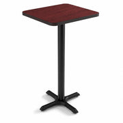 Glownary Reversible Bar Height Table, Cherry/Black Laminate Top with Cast Iron Base, 24x24 Inch Square, Indoor Commercial