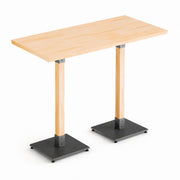 Glownary Industrial Solid Wood Live Edge Bar Height Table, Bleached Oak, 30 x 60 Inch, Metal Base, Rectangle, Indoor Use