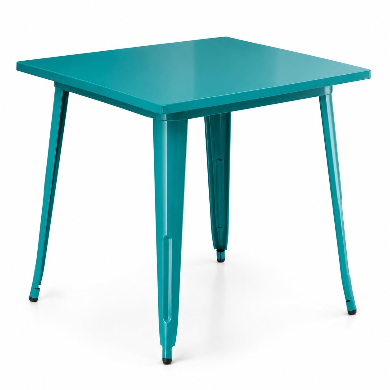 Glownary Square Outdoor Table, Teal Topaz Steel, 32x32 Inch, Standard Height, Powder-Coated, Indoor Outdoor Use, 2-4 Seating Capacity