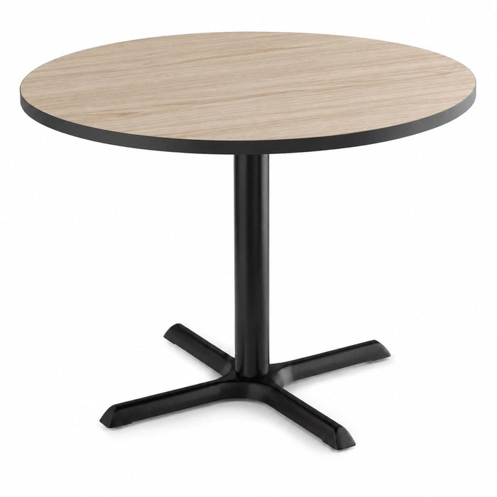 Glownary 36-Inch Round Reversible Table with Cast Iron Base Kit, White Birch, Ash Laminate Top, Standard Height, Indoor Commercial