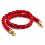Glownary Braided Velour Rope, Red with Gold Ends, 5 Feet, Crowd Control Stanchion Guidance, Velvet Barrier Rope for Events, Venues