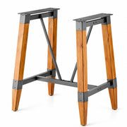 Glownary Industrial Bar Height Trestle Table Base, Honey Maple, Steel Wood Construction, 36.75x28.25x40.75 Inches, 300 lb Capacity
