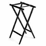 Glownary Wood Folding Tray Stand, Black Rubber Wood, 32 Inch Height, Turned Legs, Non-Slip Bands, Restaurant Service