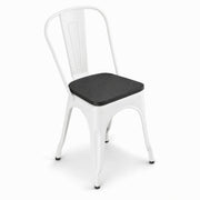 Glownary Alloy Indoor Cafe Chair, Pearl White Metal Frame with Black Wood Seat, 400 lb Capacity, Stackable, Modern Style