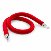Glownary Red Velour Stanchion Rope with Silver Ends, 5 Feet, Crowd Control Guidance